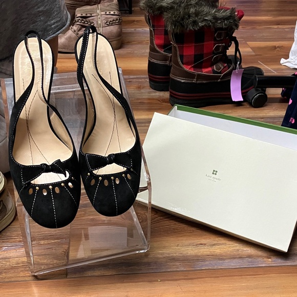 Kate Spade Black Peep-Toe Heels - Picture 1 of 6